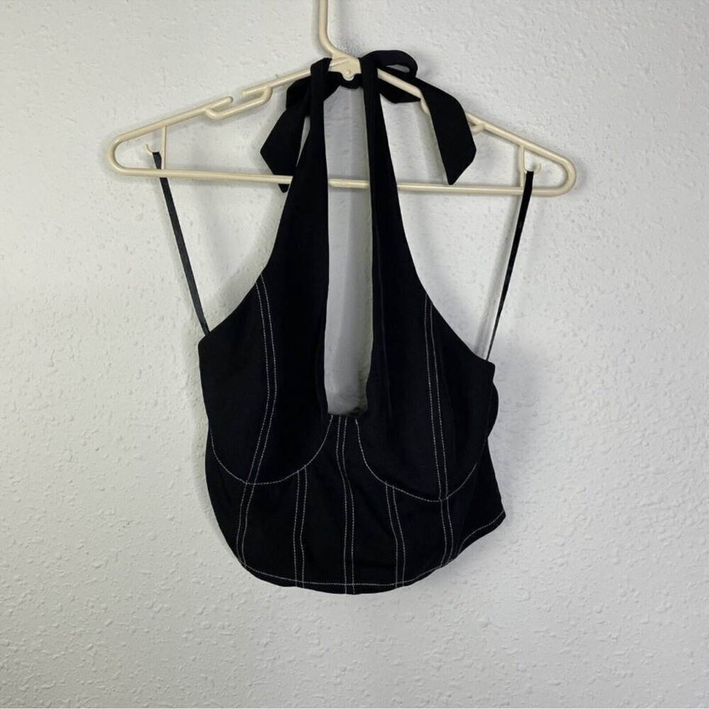 Princess Polly Jaslynn Halter Crop Top Black Size 6